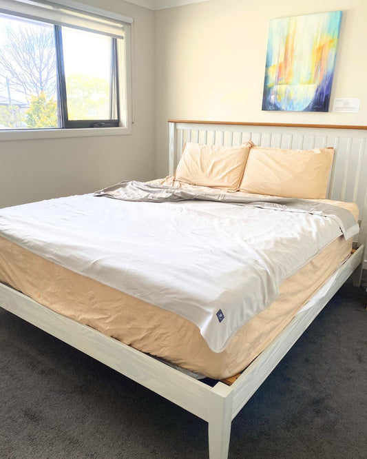 Stay cozy and protected with the Radia Smart® Mega Large EMF Protection Bed Blanket in Grey. Made from 100% cotton and silver-lined Faraday fabric, it blocks EMF, RF, and 5G radiation for a safer sleep environment. This breathable, soft bed blanket doubles as a bed sheet, offering full-body coverage and comfort while reducing wireless exposure. Ideal for promoting restful sleep and overall wellness in today’s connected world.