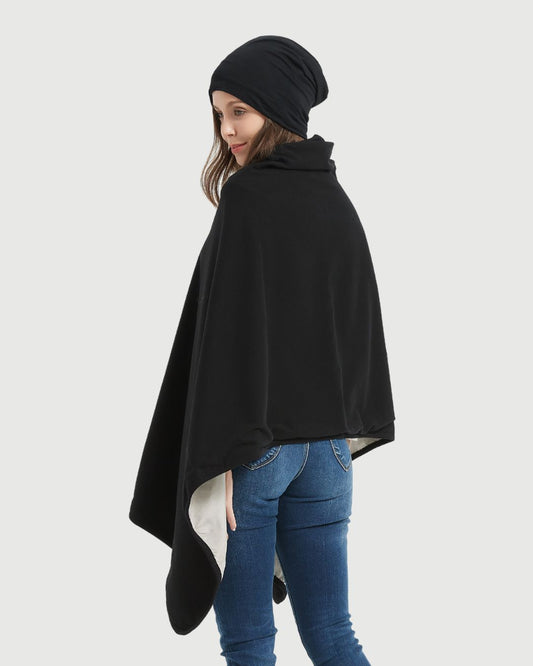 Embrace wellness with the Radia Smart® BUNDLE DEAL EMF Protection Poncho and Slouch Beanie in Black. Lined with silver Faraday fabric, this set blocks EMF, RF, and 5G radiation to support fertility and overall health. Made from soft, breathable materials, the poncho and beanie offer stylish comfort and effective shielding. Ideal for daily wear, this bundle helps reduce wireless exposure while keeping you cozy, protected, and fashion-forward.