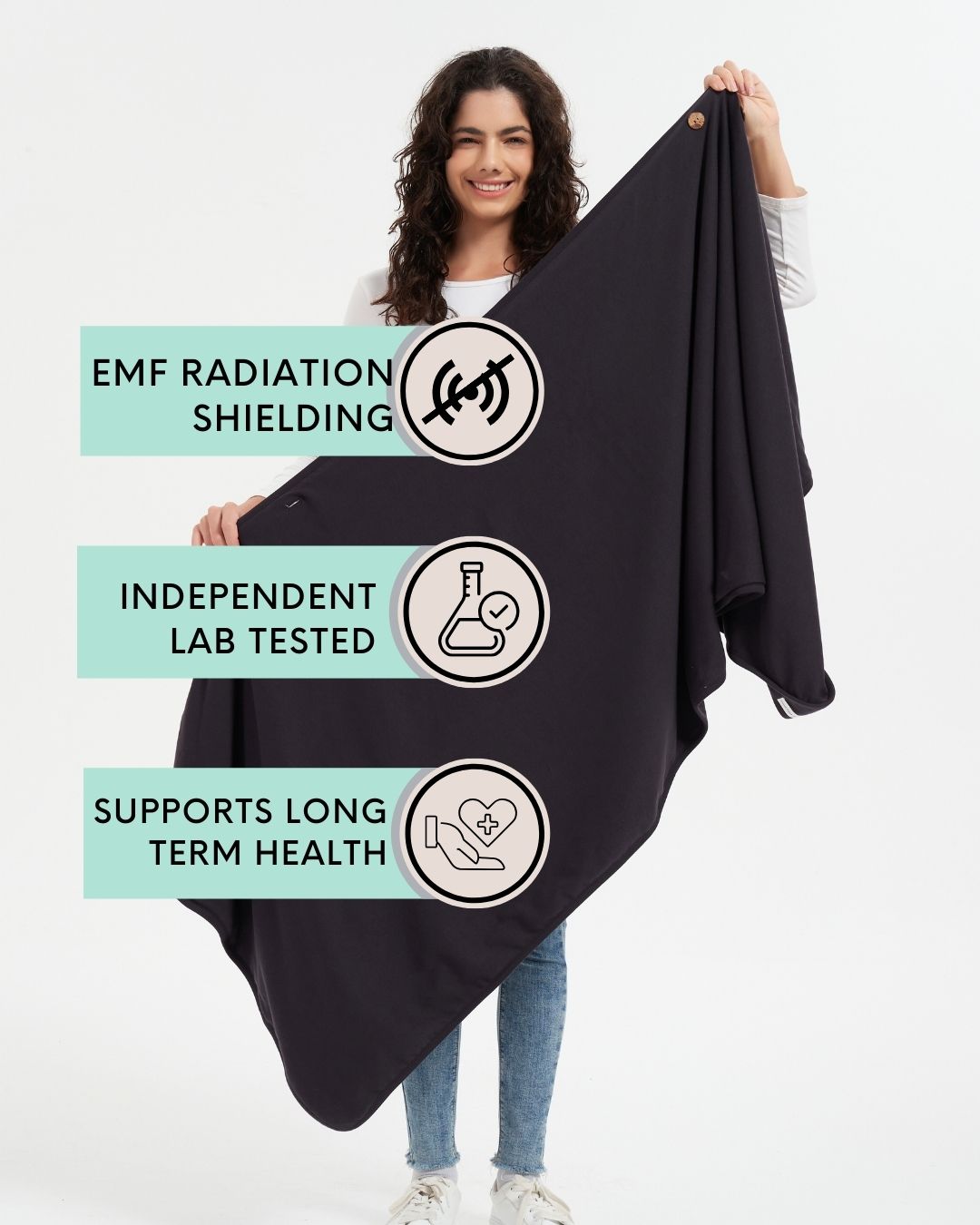 Stay cozy and protected with the Ultimate Certified 100% Organic Premium EMF Protection Poncho. Silver-lined with Faraday fabric, it blocks EMF, RF, and 5G radiation while offering breathable, organic comfort. Ideal for daily wear at home or on the go, this poncho supports wellness and reduces exposure to harmful wireless signals. Stylish and functional, it’s perfect for those seeking natural, effective EMF shielding in a soft, eco-friendly design.