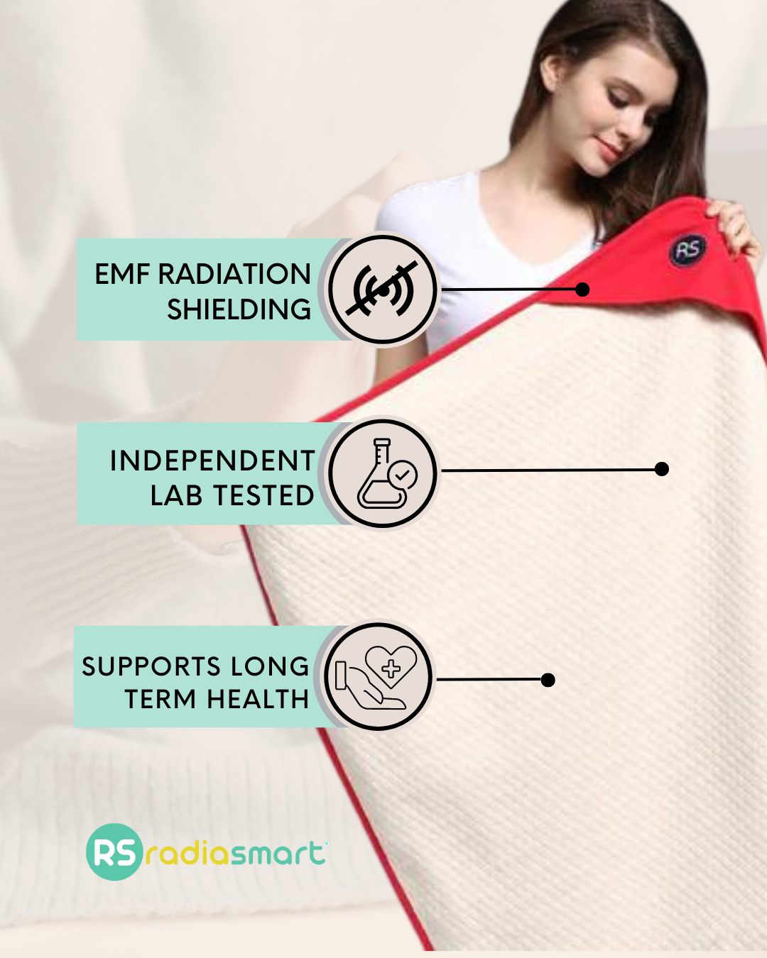 Stay cozy and protected with the Radia Smart® Joy Organic Blanket, designed with silver-lined Faraday fabric to block EMF, RF, and 5G radiation. Made from certified organic materials, it supports fertility health and overall wellness while offering soft, breathable comfort. Ideal for restful sleep or relaxation, this anti-radiation blanket reduces wireless exposure and promotes peace of mind in any environment. A perfect blend of safety, style, and serenity.