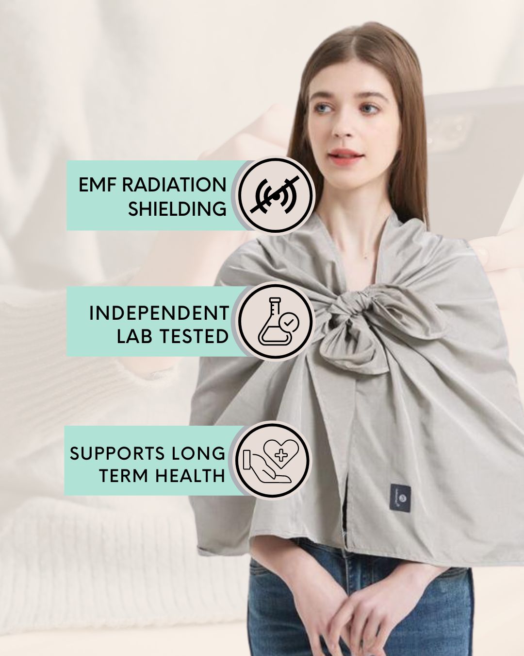 Radia Smart® EMF Protection Scarf offers stylish and effective shielding from EMF, RF, and 5G radiation. Crafted with silver-lined fabric, this anti-radiation scarf provides advanced Faraday protection to support fertility health and overall well-being. Lightweight and breathable, it’s perfect for daily wear, travel, or pregnancy. A versatile accessory for those seeking comfort, safety, and peace of mind from invisible radiation exposure.