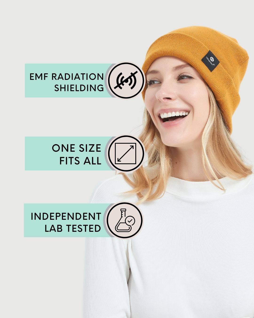 The Radia Smart® Winter Beanie (Yellow) offers EMF protection with silver-lined Faraday fabric that blocks RF, 5G, and wireless radiation. Designed for colder weather, it provides warmth while reducing exposure to harmful frequencies. Soft, breathable, and stylish, this anti-radiation beanie supports fertility and overall wellness. Perfect for daily wear, it combines comfort and protection for a health-conscious lifestyle in a bright, cozy design.
