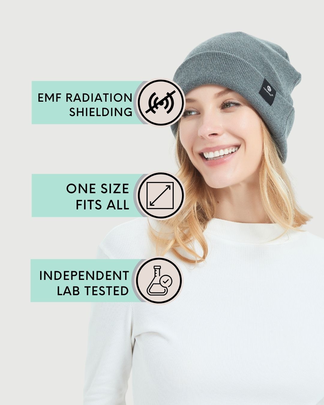 The Radia Smart® Winter Beanie (Grey) offers EMF protection with silver-lined Faraday fabric that blocks RF, 5G, and wireless radiation. Designed for warmth and wellness, it helps reduce exposure to harmful frequencies while supporting fertility and overall health. Soft, breathable, and stylish, this anti-radiation beanie is perfect for daily wear in colder weather, providing comfort, protection, and peace of mind in today’s connected world.