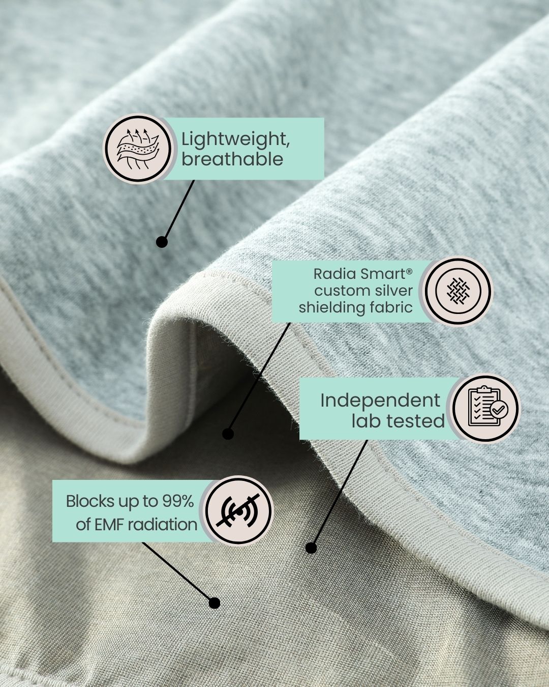 Radia Smart® Adult Hooded Poncho Blanket in Grey offers stylish, full-body comfort with built-in wellness protection. Silver-lined fabric provides advanced shielding against EMF, RF, and 5G radiation, acting as a wearable Faraday cage. Ideal for home, travel, or outdoor use, this hooded poncho combines cozy design with smart technology to help reduce exposure to harmful wireless signals. One-size-fits-most for adults.