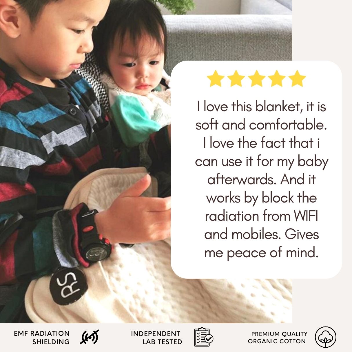 Emf Radiation Protection Blanket, Faraday Silver Pregnancy Belly Shielding  5g Protection Blanket for Baby, Can be Used as Grounding Blanket (White)