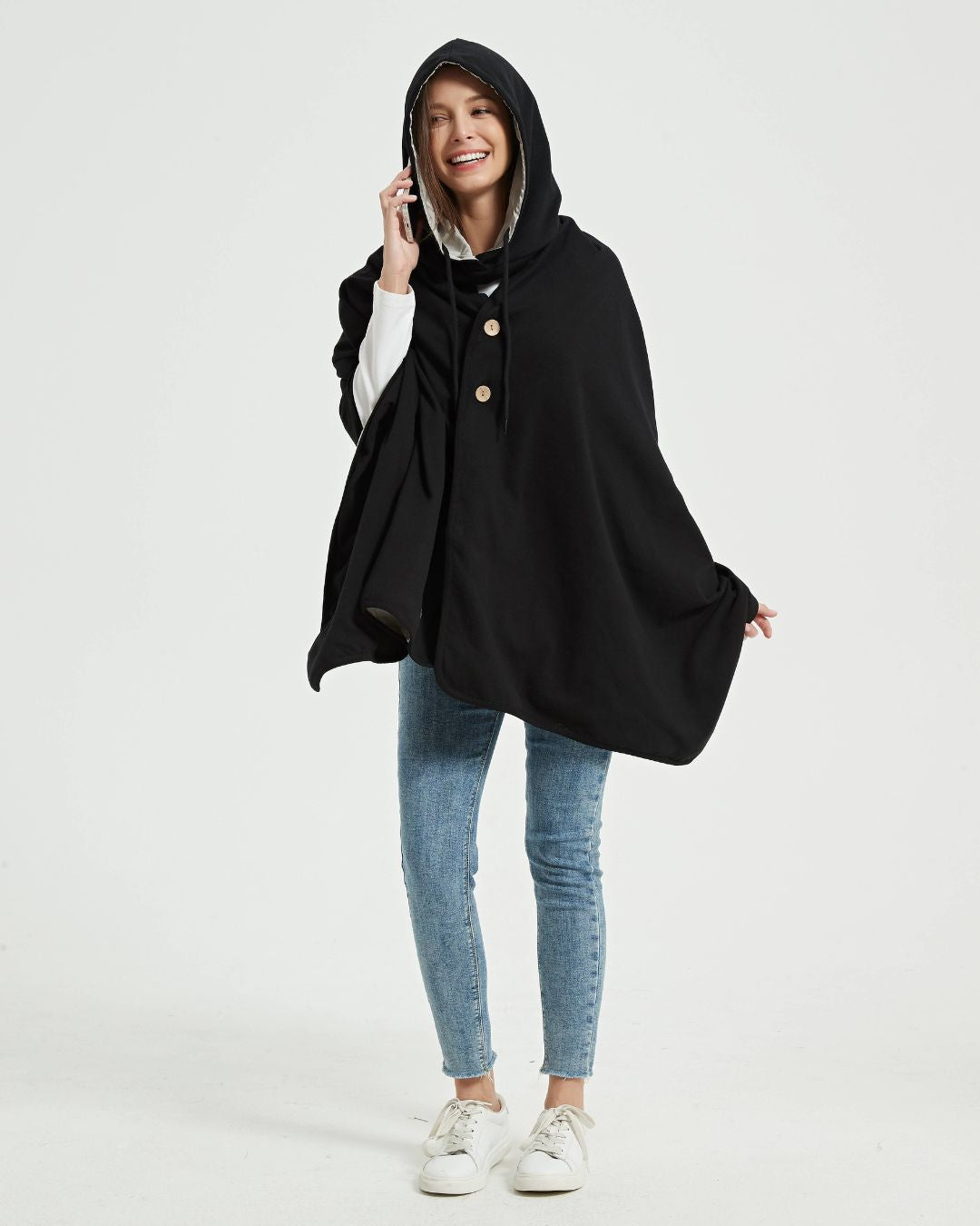 Stay warm, stylish, and shielded with the Radia Smart® EMF Protection Poncho and Hood Bundle in Black. This premium bundle features silver-lined fabric designed to block EMF, 5G, and RF radiation, supporting fertility and overall well-being. Ideal for home, work, or on-the-go comfort, it offers full upper-body coverage in a cozy, breathable design. Embrace everyday wellness and modern protection with this Faraday-inspired wearable solution.