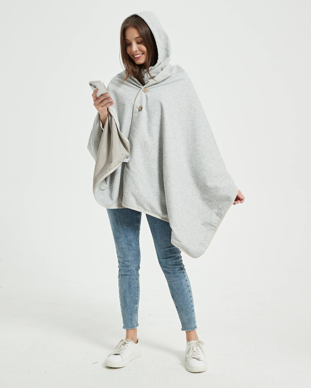 Stay cozy and protected with the Radia Smart® BUNDLE DEAL EMF Protection Poncho and Hood in Grey. Silver-lined with Faraday shielding, this set blocks EMF, RF, and 5G radiation to support fertility and overall wellness. Made with soft, breathable fabric, it offers comfort and stylish coverage for daily wear. Ideal for those seeking added protection from wireless exposure while maintaining warmth and peace of mind. A smart, health-conscious choice for modern living.