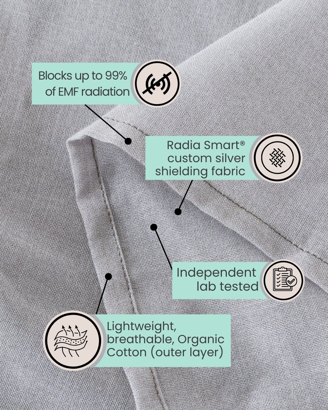 Stay cozy and protected with the Radia Smart® EMF Protection Bed Canopy Square, designed with silver-lined Faraday fabric to shield against EMF, RF, and 5G radiation. This breathable, elegant canopy creates a safe sleep environment by reducing exposure to wireless signals. Perfect for enhancing rest and wellness, it combines comfort, style, and advanced anti-radiation technology for a healthier night’s sleep in any bedroom setting.
