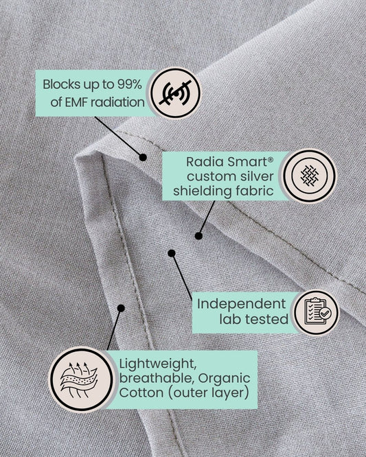 Stay cozy and protected with the Radia Smart® EMF Protection Bed Canopy Square, designed with silver-lined Faraday fabric to shield against EMF, RF, and 5G radiation. This breathable, elegant canopy creates a safe sleep environment by reducing exposure to wireless signals. Perfect for enhancing rest and wellness, it combines comfort, style, and advanced anti-radiation technology for a healthier night’s sleep in any bedroom setting.
