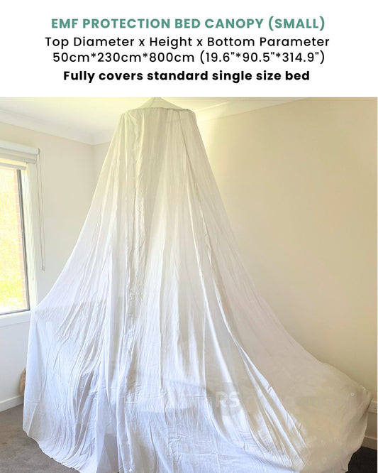 Stay cozy and protected with the Radia Smart® EMF Protection Bed Canopy Circle (Small). Designed to shield against electromagnetic fields (EMF), this silver-lined canopy offers Faraday cage-level protection. Ideal for fertility health and sensitive sleepers, it helps reduce exposure to Wi-Fi, cell towers, and other wireless radiation sources. The breathable, elegant design promotes restful sleep while safeguarding your health in style.