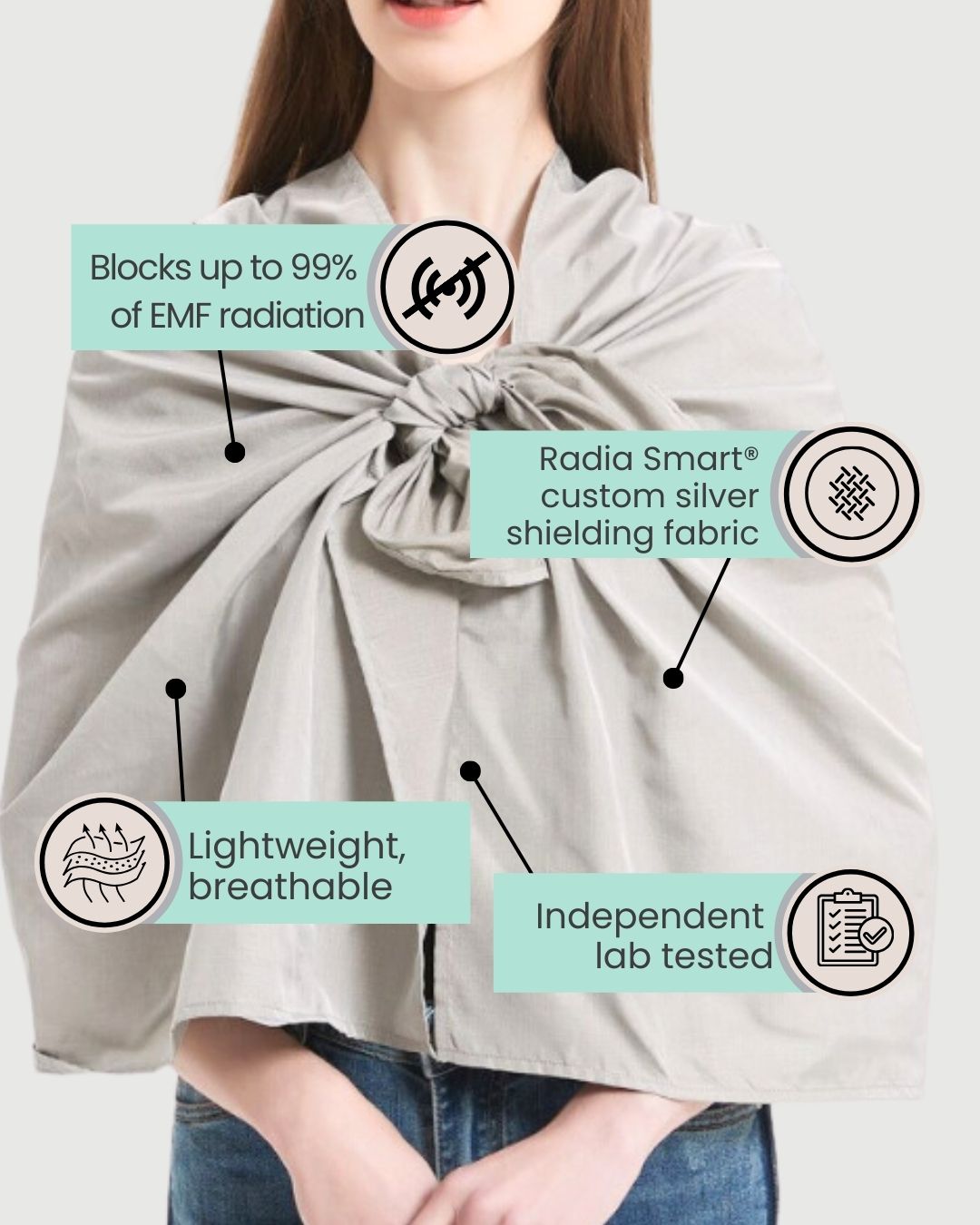 Radia Smart® EMF Protection Scarf offers stylish and effective shielding from EMF, RF, and 5G radiation. Crafted with silver-lined fabric, this anti-radiation scarf provides advanced Faraday protection to support fertility health and overall well-being. Lightweight and breathable, it’s perfect for daily wear, travel, or pregnancy. A versatile accessory for those seeking comfort, safety, and peace of mind from invisible radiation exposure.