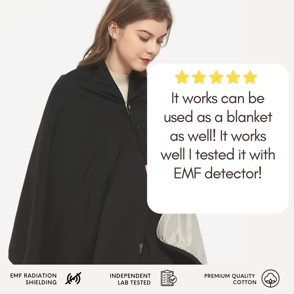 Homehours EMF Adult Hooded Poncho - Radiation Blanket, Wearable Faraday  Blanket, RF Shielding, WiFi Blocker, Protection Clothing Oversized Black
