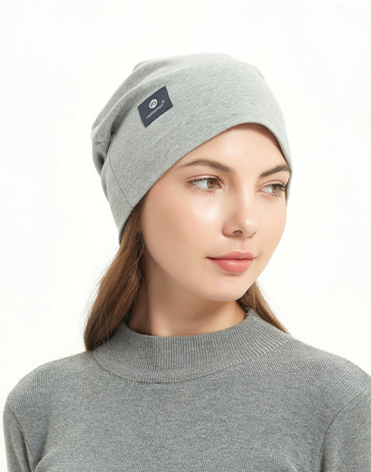 Shielding Silver Slouch Beanie Hat EMF Protection