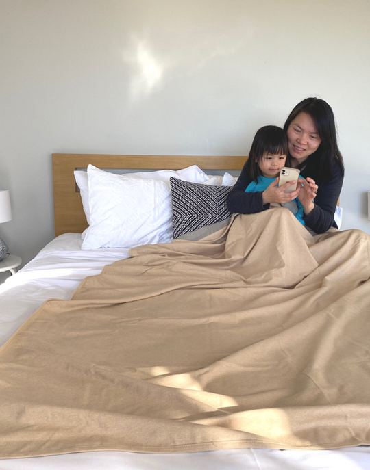 Stay cozy and protected with the Radia Smart® Classic XL Organic Cotton Bed Blanket. Crafted with silver-lined Faraday fabric, it provides powerful EMF protection by shielding against RF and 5G radiation. This extra-large, breathable, and soft blanket supports restful sleep and overall wellness. Ideal for daily use, it offers full-body coverage and reduces exposure to wireless signals in a natural, organic, and comfortable design.